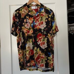 ASOS Black Floral Camp Collar Men’s Shirt - Size M